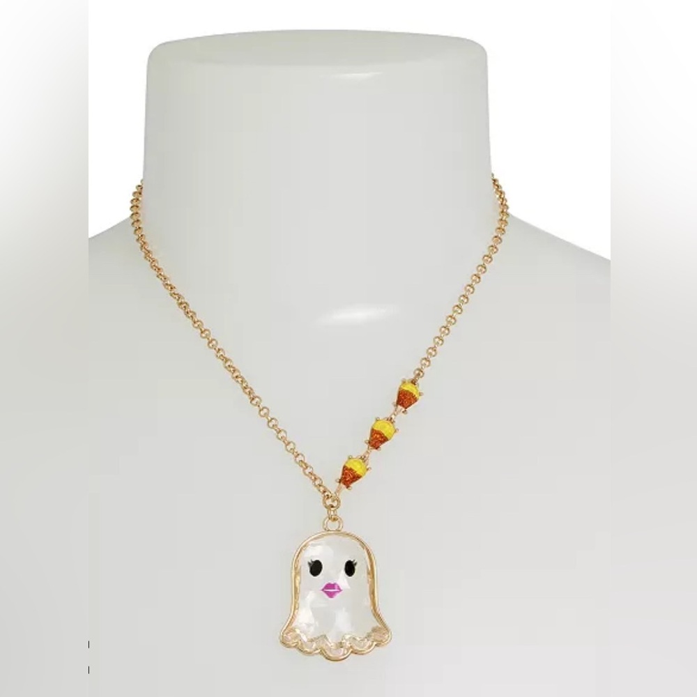 BETSEY JOHNSON Faux Stone Ghost Pendant Necklace NWT